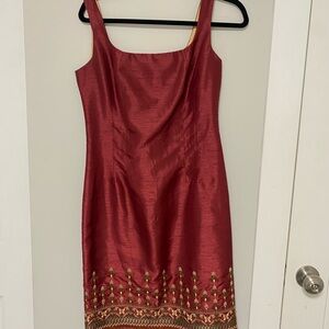 Elegant Red Embroidered Dress